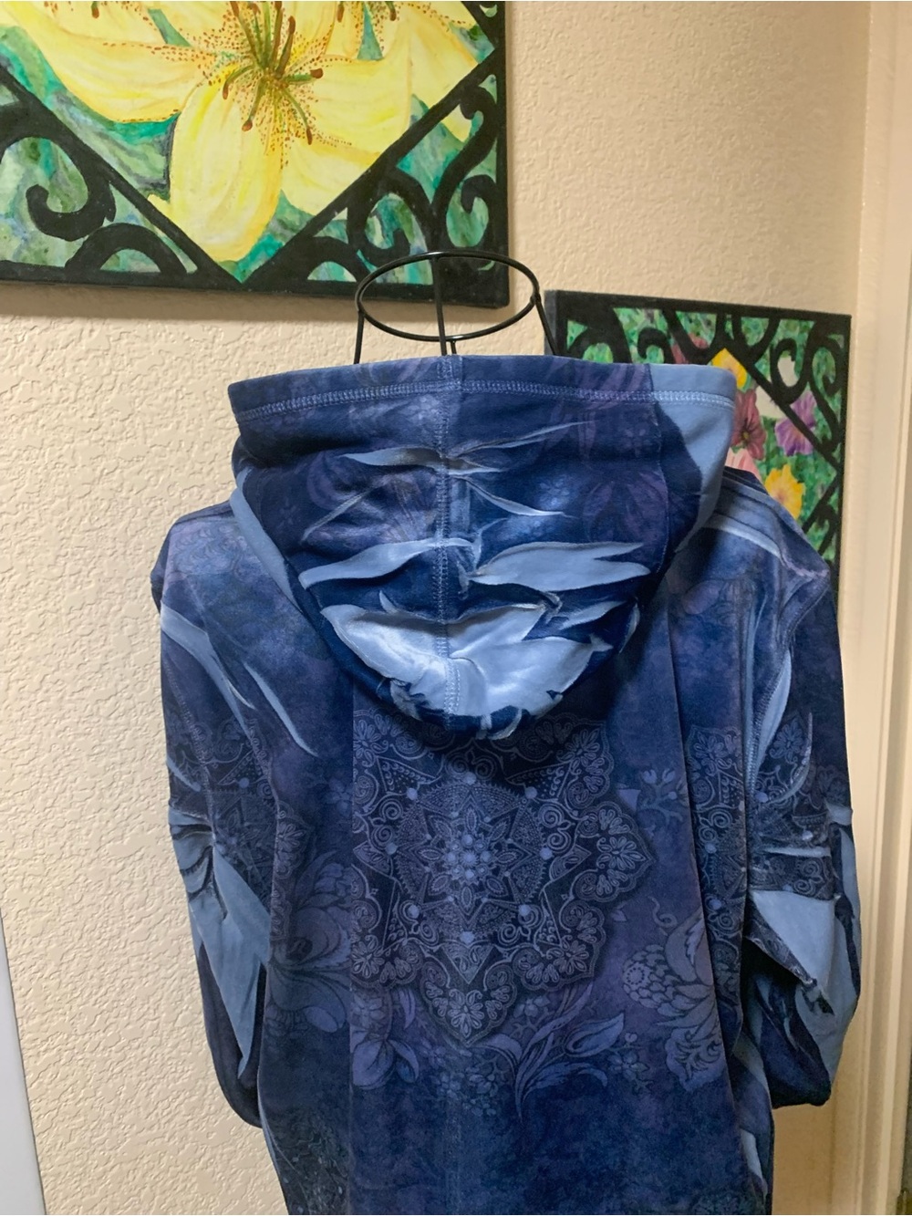 Studio Works Navy Blue Hooded Jacket with Subtle Floral Print - Picture 7 of 8